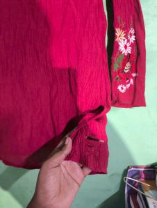 Embroidered Pink Top