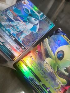 Rare Pokemon Card Shiny Glaceon GX And Celebi V