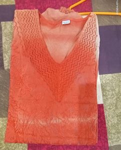 Front Full Embroidery Cotton Short Kurti