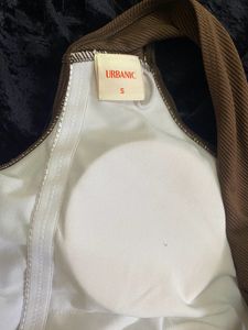 Brown Ribbed Cross Back Bodysuit