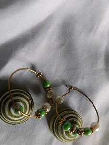 Cute Grean And White Combination Earing
