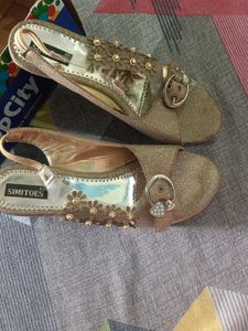Sparkly Floral Wedge Sandals