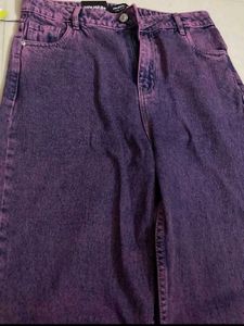 Purple Denim Wide Leg Jeans