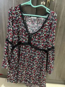 Vintage Y2k Floral Print Long Sleeve Dress/TOP