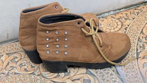 Brown Ankle Boots with Rhinestones - Size 6