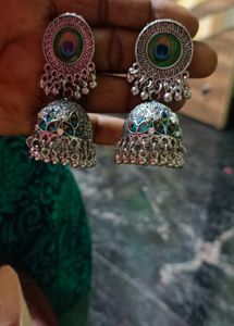 Peacock Jhumka Earrings