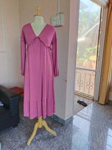 Pink Ruffle Detail Maternity Dress For a Mama