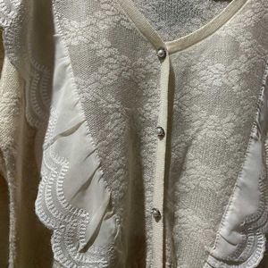 Elegant Ruffled Cardigan Sweater
