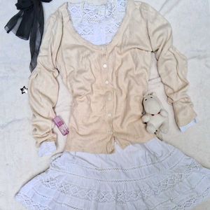 koeean Cute frock &amp; Cardigan Set aesthetic dress