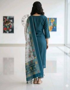 Elegant Teal Kurta Set ,XS Size