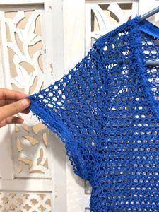 Blue Crochet Knit Top C