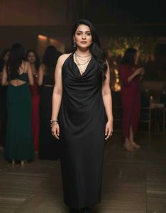 Elegant Black Halter Dress