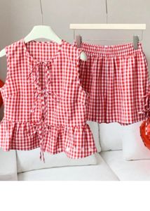 Cherry Gingham Bow set playsuit
