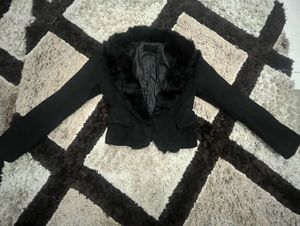 Black Faux Fur crop blazer