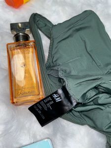 Olive Green Ribbed One-Piece Swimsuit