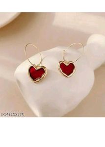 Korean Vintage Red Heart Earrings