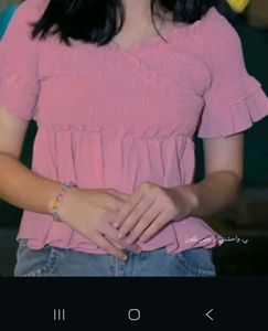 Cute Pink Ruffle Top