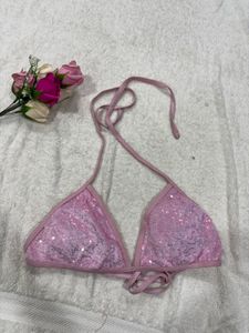 Pink Sequin Bikini Top