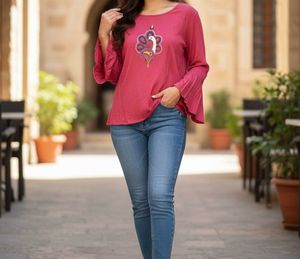 Elegant Pink Chumbak Embroidered Top