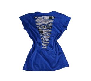 Blue Graphic Cut-Out T-Shirt