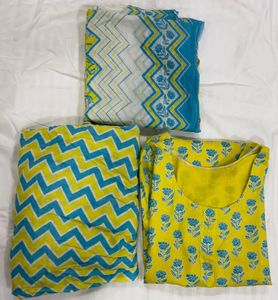 Cotton Kurta Set with Salwar &amp; Dupatta