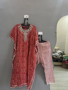 Red Printed Kaftan Set (L)