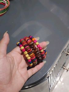 Colorful Wooden Beaded Bracelet Set