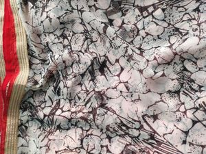 Printed Black And White Saree