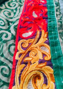 Bottle Green Brasso Saree