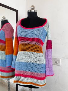 Colorful Crochet Knit Dress