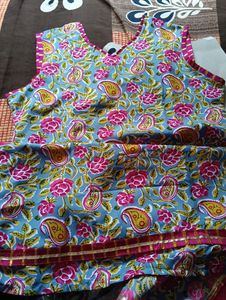 Floral Print Salwar Kameez with Pink Dupatta