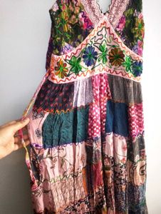 Cottagecore Dress Embroidered Maxi