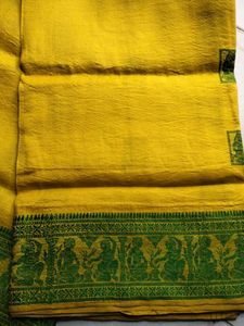 Yellow & Green Baluchari silk saree