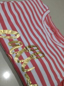 Striped Tee with Gold Detail