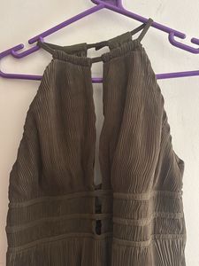 Elegant Olive Green Halter Dress