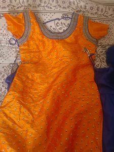Orange Embellished Kurta Set