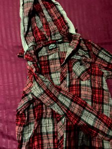 Flannel Shirt With Hoodie
