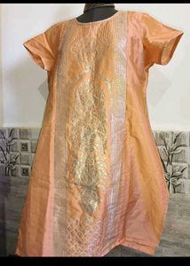 XXL Branded Peach Embroidered Kurta