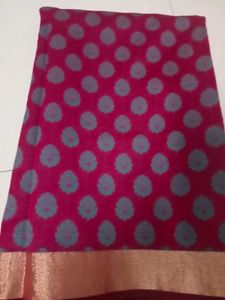 Cotton Blend Rose Pink Saree