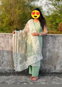 Full Embroidered Kurta,Palazo &amp; Dupata