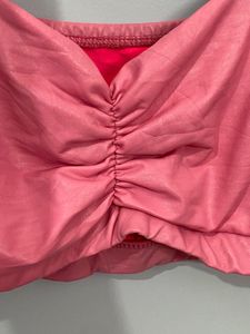 Pink Ruched Cropped Tank
