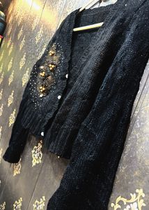 Embellished Black Cardigan👀🦅