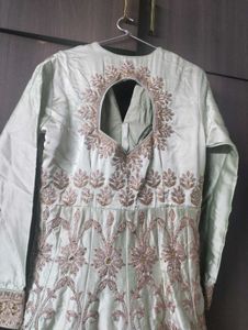 Designer Partywear Pista Green Gown