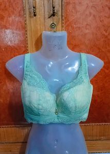 Mint Green Light Padded Lace Bra 34C And 36C