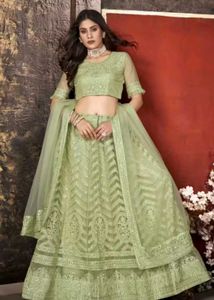 Light Green Embroidered Lehenga