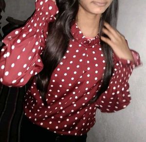 Maroon Top  Dot Print