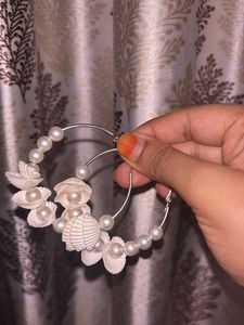 Shell & Pearl Hoop Earrings