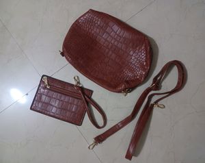 New unused tan Sling Bag With Coin Purse