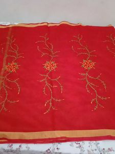 Red Embroidered Duppata