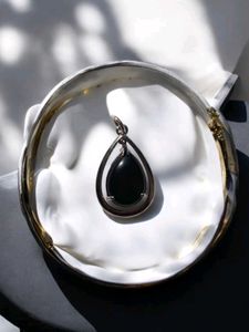 Black Agate Crystal Pendant